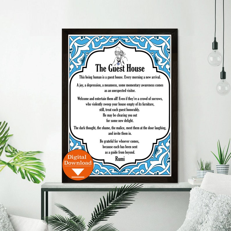 Rumi the Guest House Printable Poetry, İnspirational, Jelaluddin Rumi Poem Instant Download - Etsy