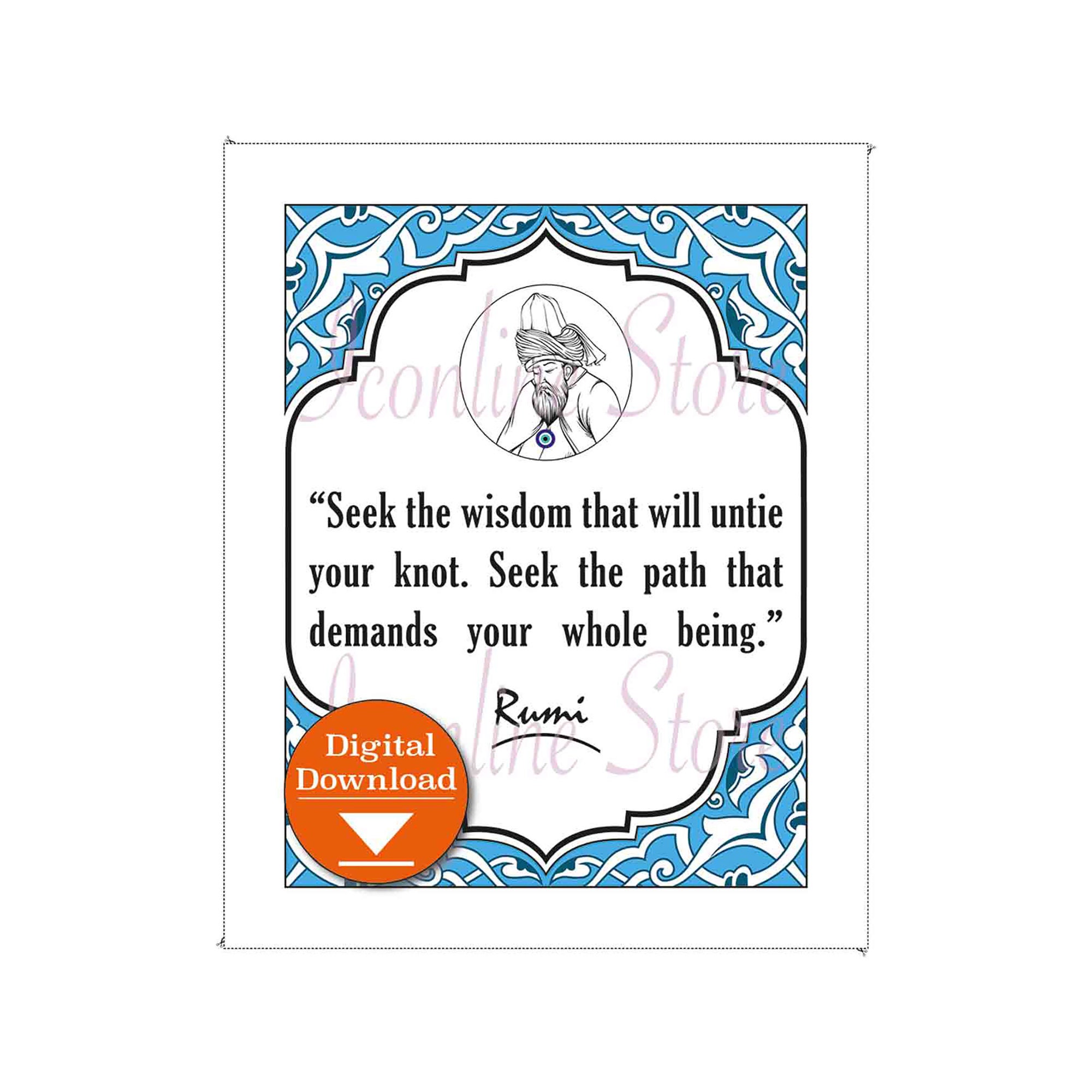 Rumi Illustration Printable Quote, Inspirational,jelaluddin Rumi Poetry ...