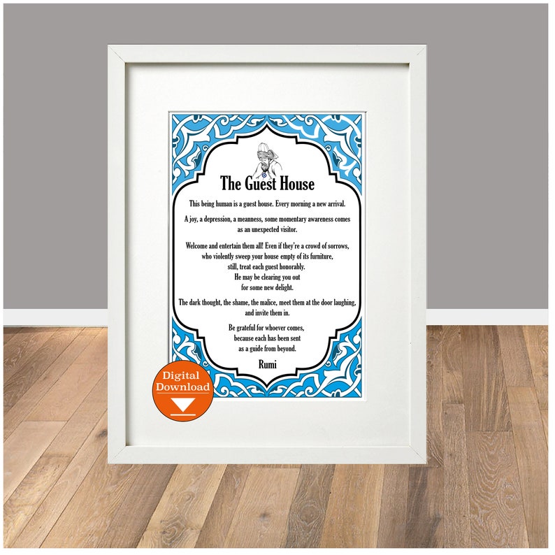Rumi the Guest House Printable Poetry, İnspirational, Jelaluddin Rumi Poem Instant Download - Etsy