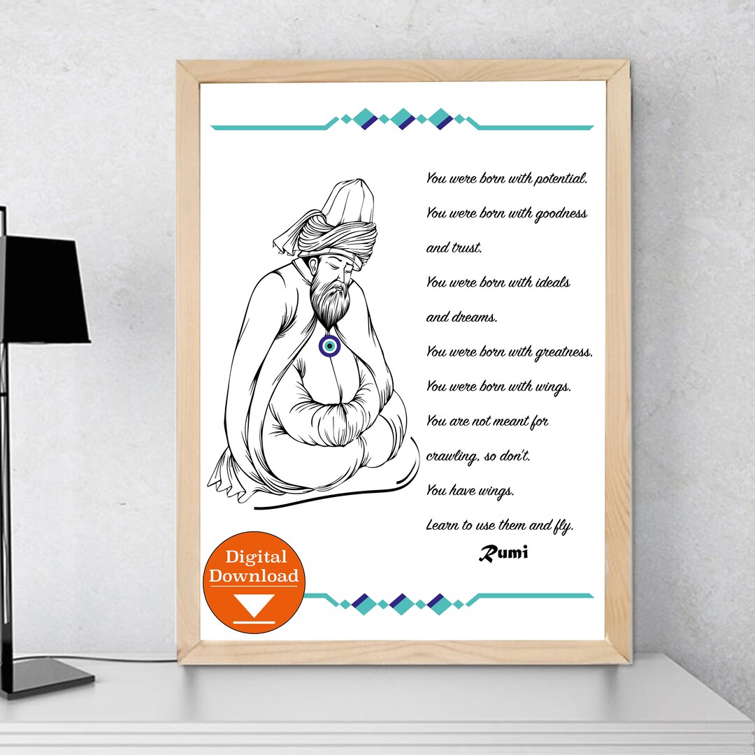 Printable Rumi Wide Printable Rumi Poetry, İnspirational, Jelaluddin Rumi Poem Instant ...