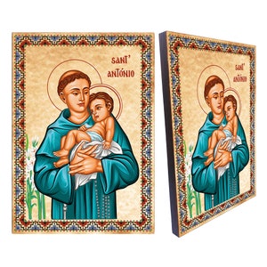 Saint Anthony of Padua Icon – A4 Canvas Print on Wood | Christian Religious Wall Art | Catholic Home Decor