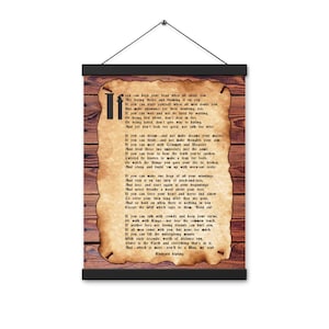 Rudyard Kipling &quot;IF&quot; Poem Art Print with Wooden Hangers - 12x16