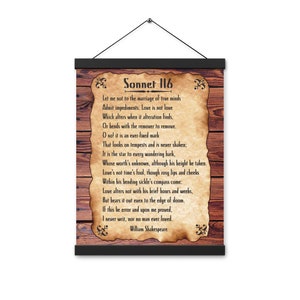 Shakespeare Sonnet 116 Poster with Wooden Hangers (12x16 inches)