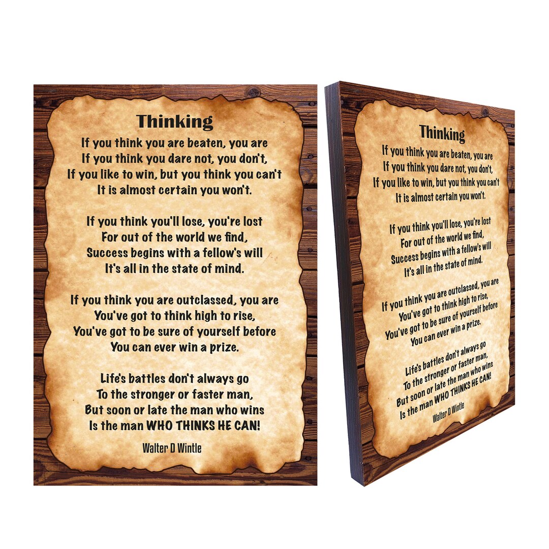 Thinking Poem by Walter D Wintle Antique Style Minimalist Poem