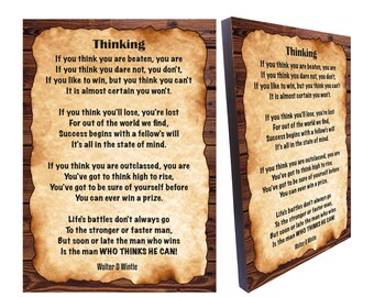 Walter D Wintle 'Thinking' Poem: Antique Style Wood Sign