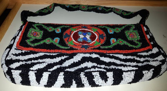 Christiana Zebra Print Beaded Purse