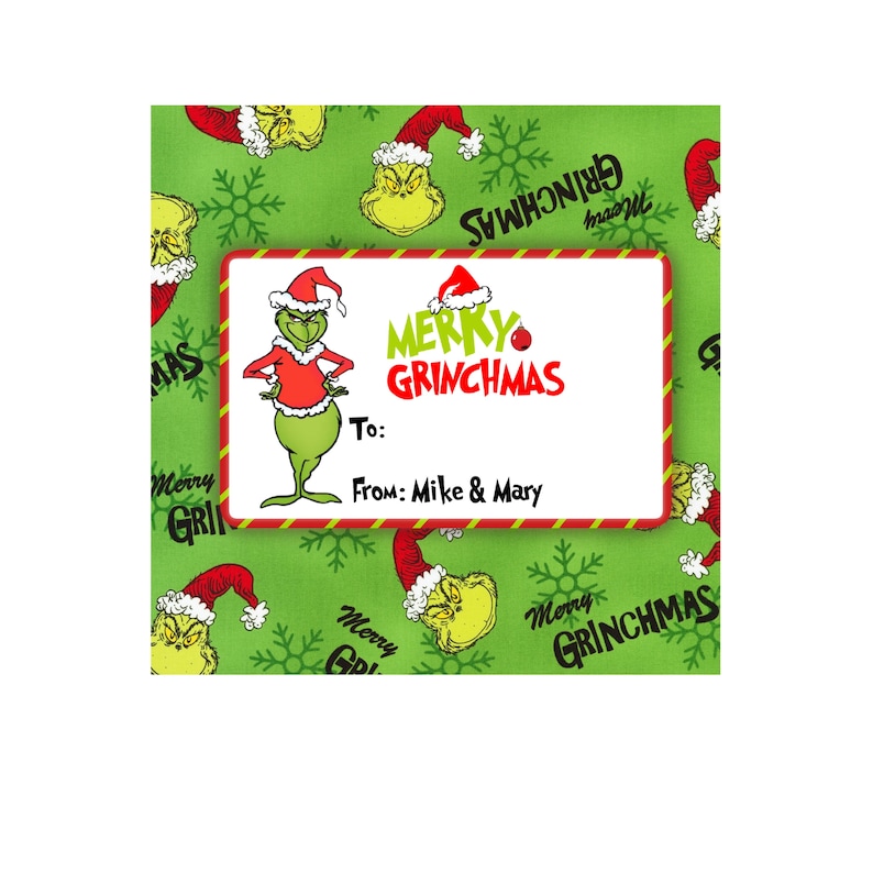 Grinch Christmas Sticker Sheet Gift Tags Personalized | Etsy