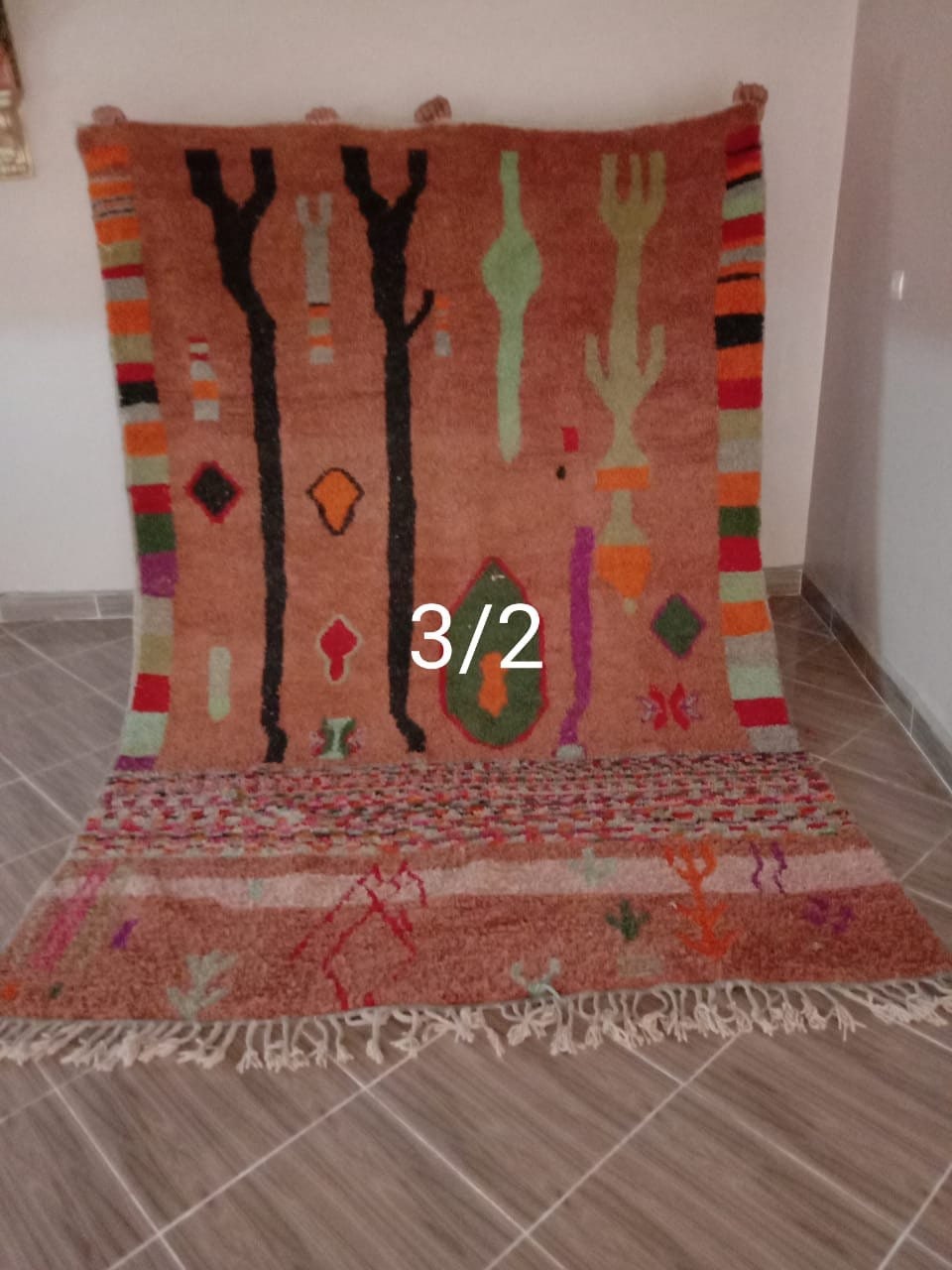 Moroccan Boujad Rug - Area Rug 9.8 Ft X 6.5 Moroccan Berber Carpet Handmade Rug