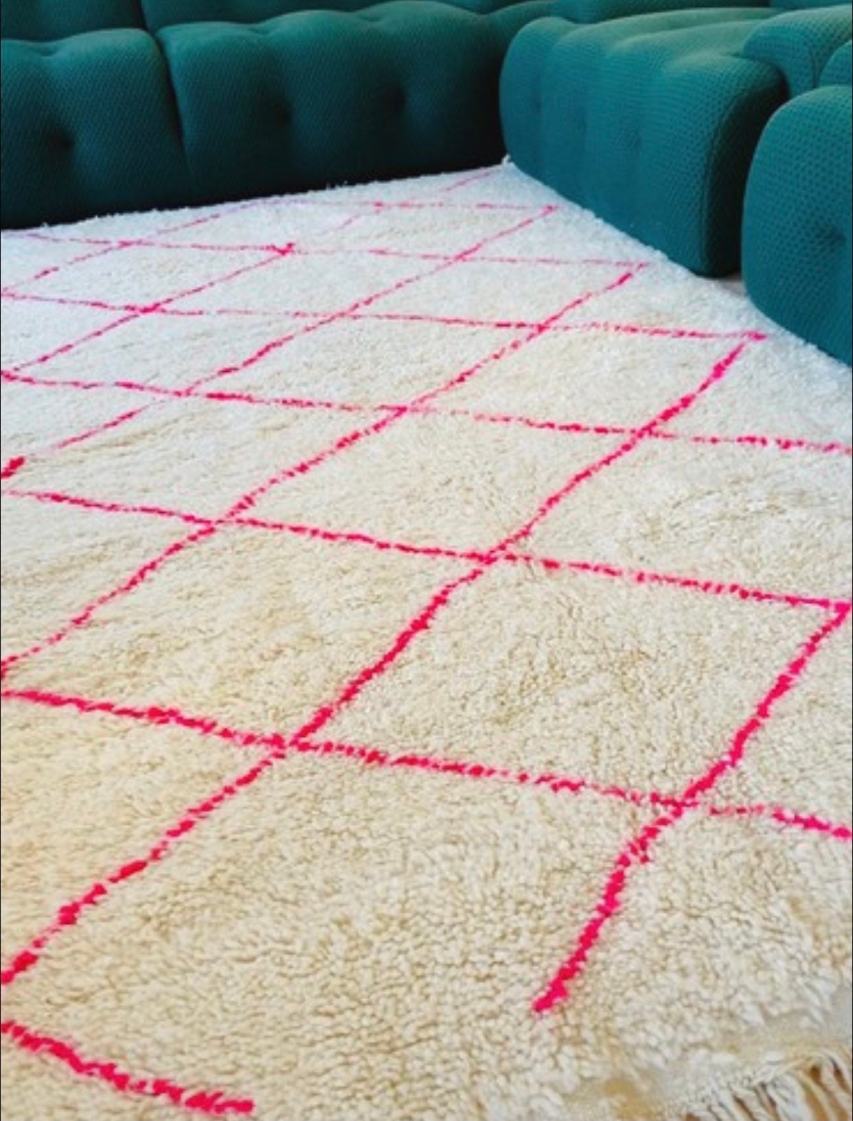 Morocco Rug-Tapis Beni Ourain en Laine Marocaine Noué Main Rose