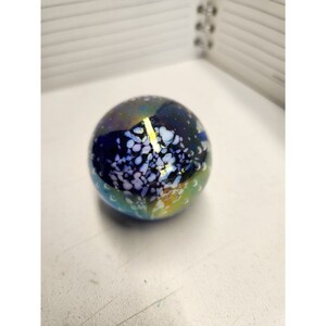 Glass Eye Studio 1990s Iridescent controlled bubble sphere paperweight