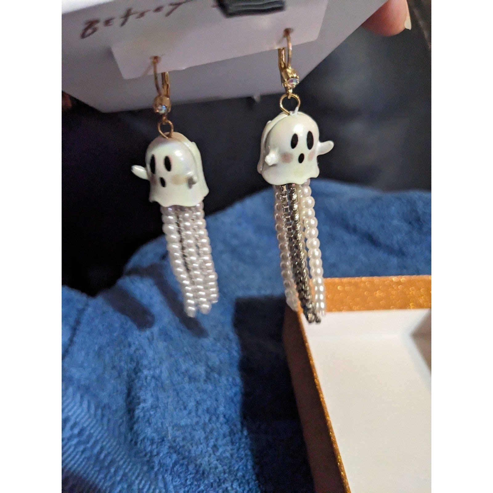 Betsey Johnson Glow In The Dark Ghost Rhinestones Drop Earrings Betsey Johnson Ghost Earrings - Glow in the Dark - Etsy main image 4
