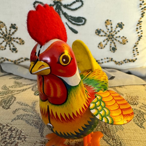 Vintage Rooster Wind Up Tin Toy! Made in Japan