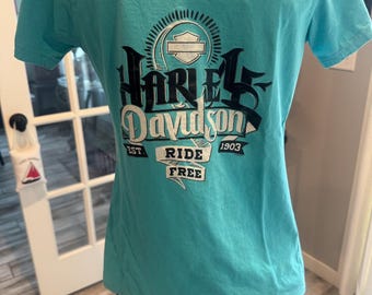 Highly Popular Harley Davidson Woman’s Turquoise T Shirt!