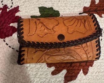 Vintage Leather Tooled Key Purse!  Nice Clean Item!