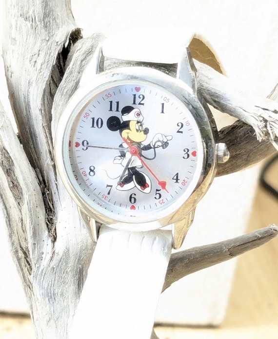 Disney Minnie Mouse Nurse Silver Tone Watch Etsy