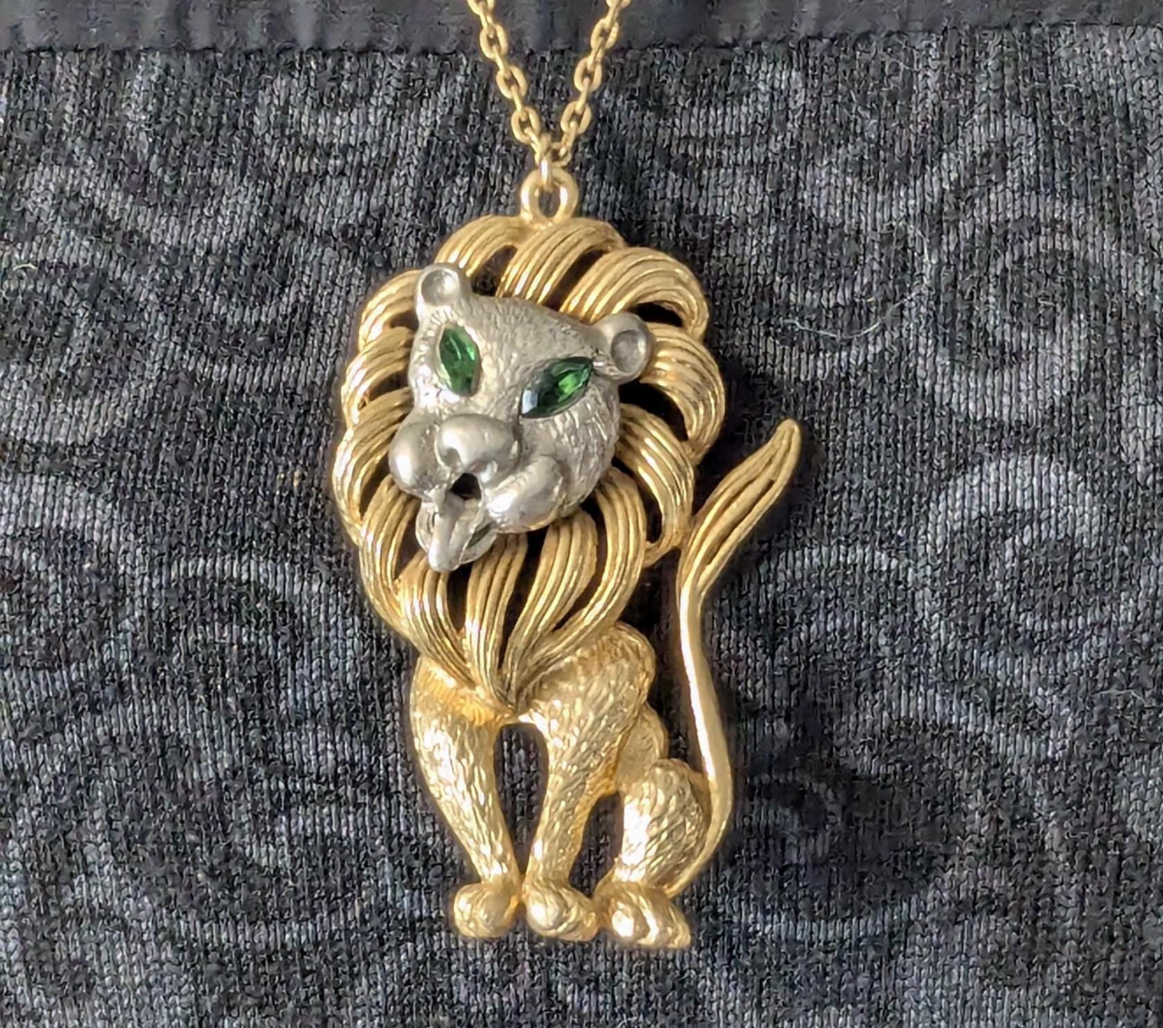 Vintage Sterling Silver Unisex Sculptural Lion Head With