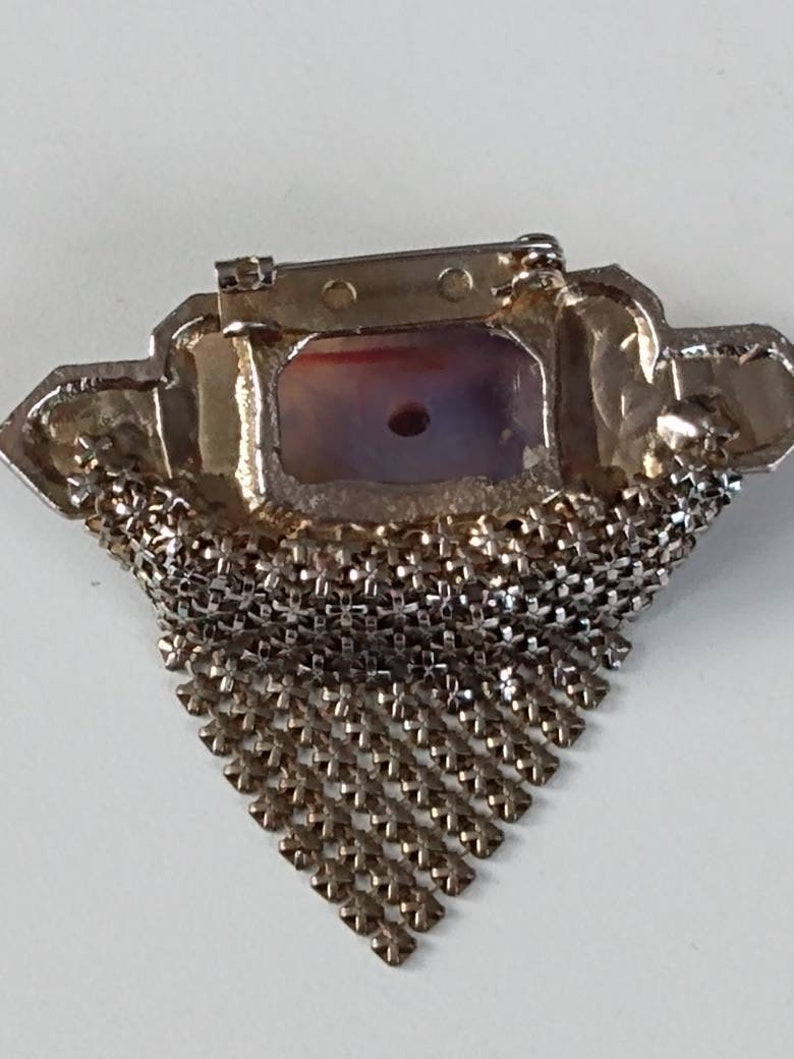 Art Deco Carved ResinShell Brooch