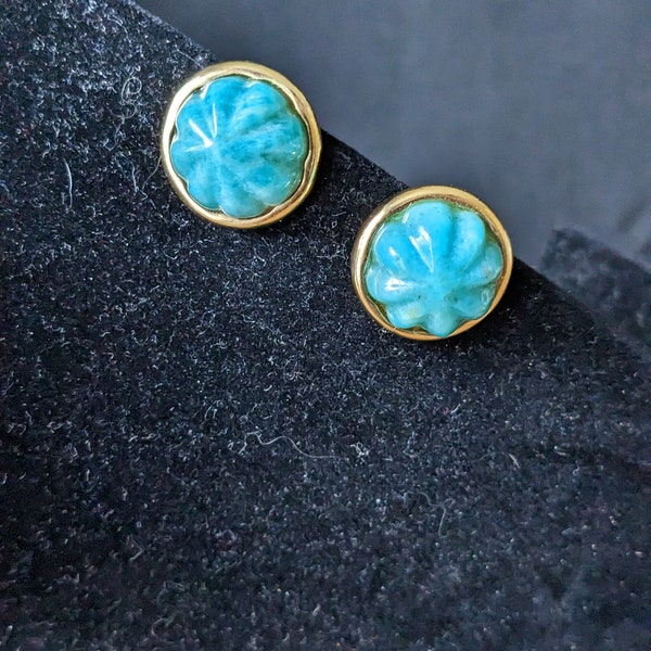 Vintage Francesca Romana Larimar Domed Clip-on Earrings