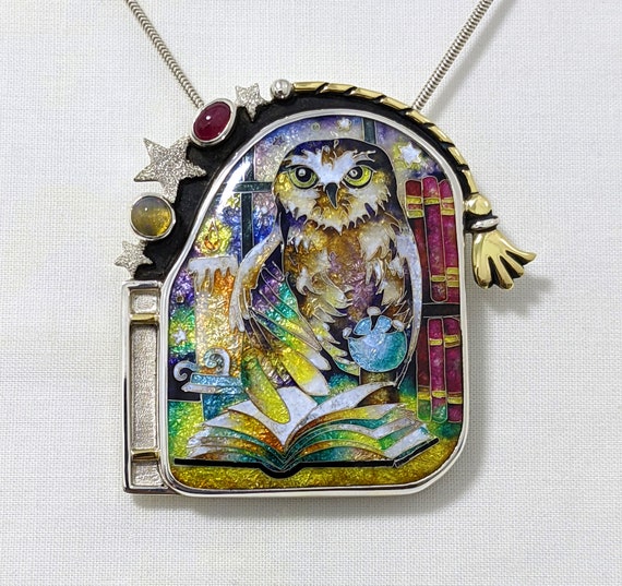 Owls. Brooch/pendant. Georgian Cloisonne Enamel. Jewelry - Etsy