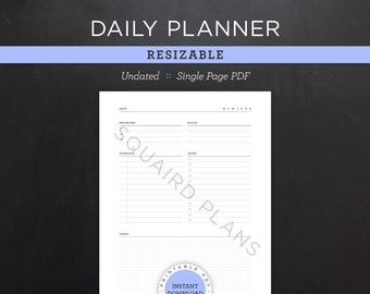 Daily Planner • Undated Day Planner Insert • Resizable Planner Printable • 8.5”x11” Letter Size PDF (Instant Download)