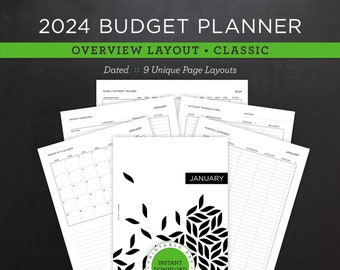 2024 Budget Planner Printable • Overview Layout for Yearly & Monthly Finances • 7" x 9.25" HP Classic Size • Minimal, Neutral Design (PDF)