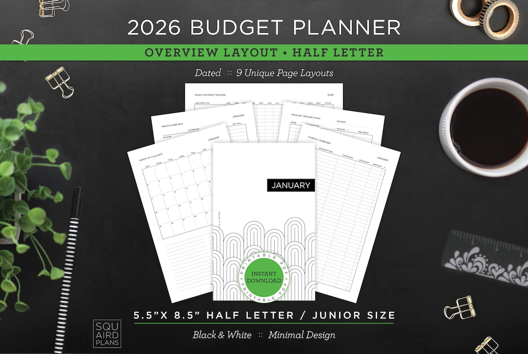 2026 Budget Planner Printable • Overview Layout for Yearly & Monthly