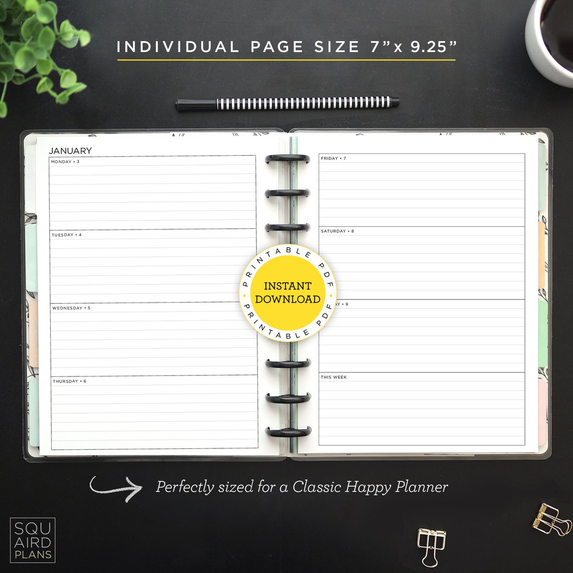 2022 weekly planner printable horizontal layout 7 x etsy