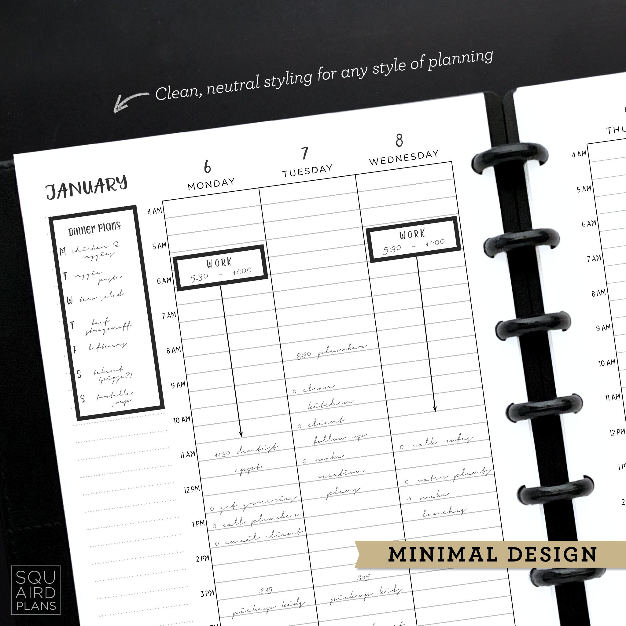 Undated Weekly Planner Printable • Hourly Vertical Layout • 5.5" X 8.5 ...