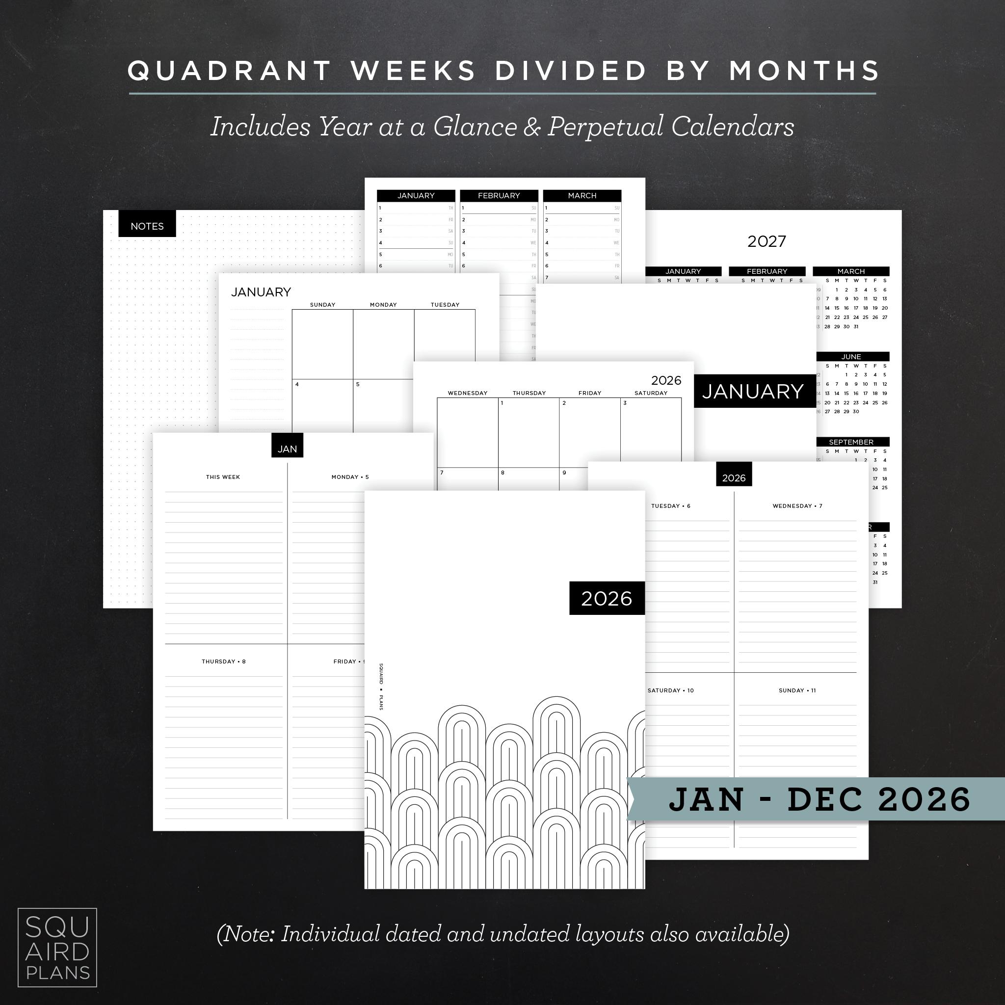 2026 Combined Planner Printable • Quadrant Layout • 5.83" X 8.27" A5 ...