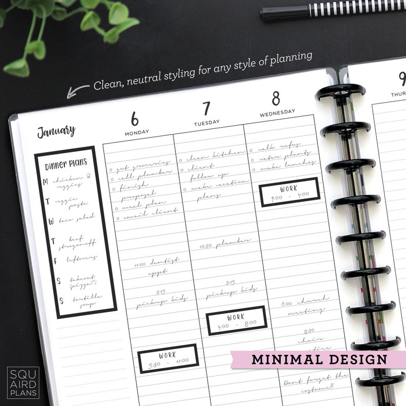Undated Weekly Planner Printable • Lined Vertical Layout • 8.5"x11 ...
