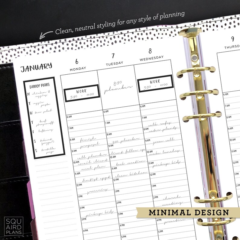 Undated Weekly Planner Printable • Hourly Top Box Layout • 5.83" X 8.27 ...