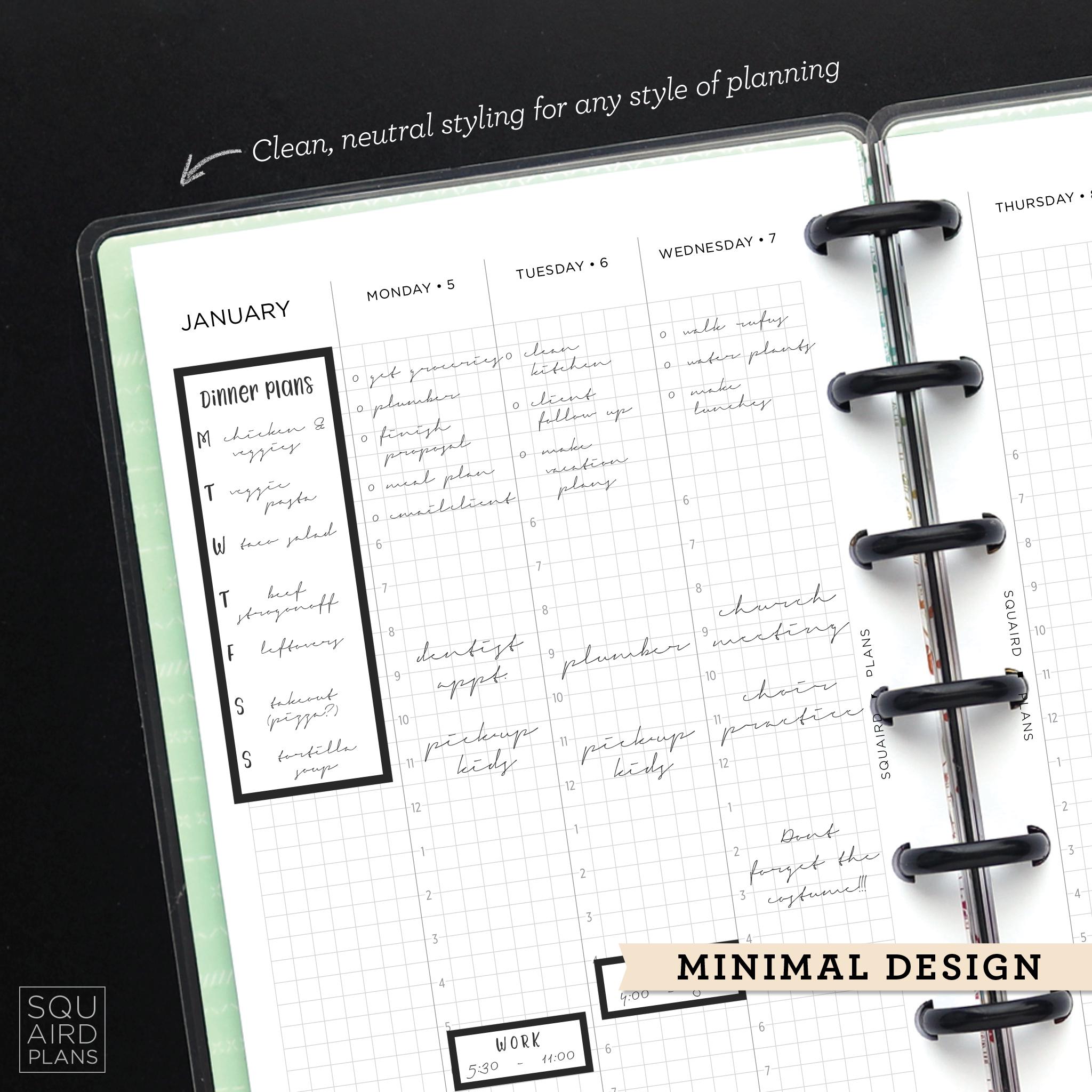 2026 Weekly Planner Printable • Hourly Grid Layout • 4.625" X 7" HP ...