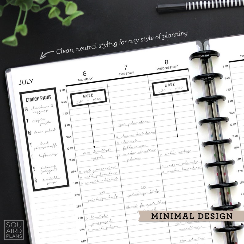 20202021 weekly planner printable hourly vertical layout etsy