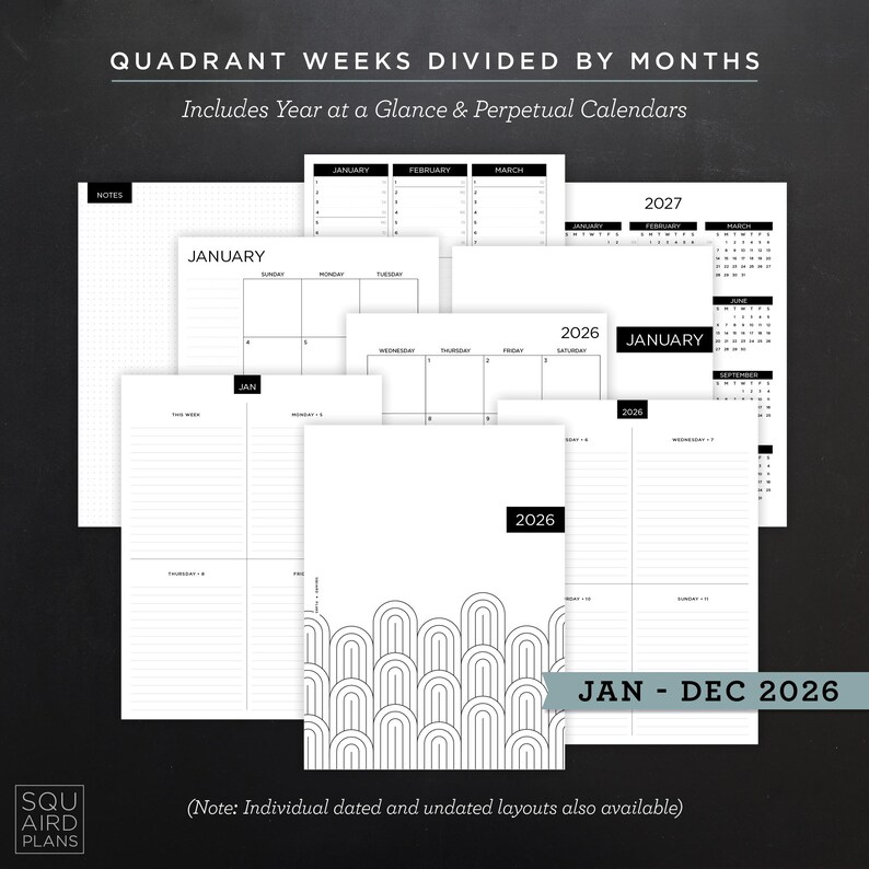 2026 Combined Planner Printable • Quadrant Layout • 7" X 9.25" HP ...