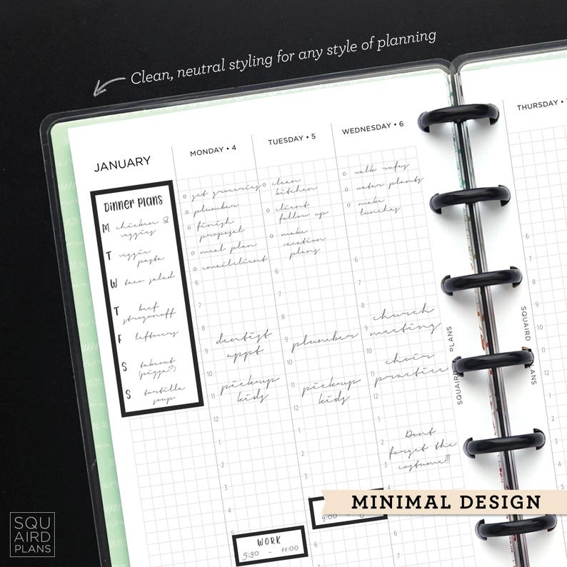 2027 Weekly Planner Printable • Hourly Grid Layout • 4.625