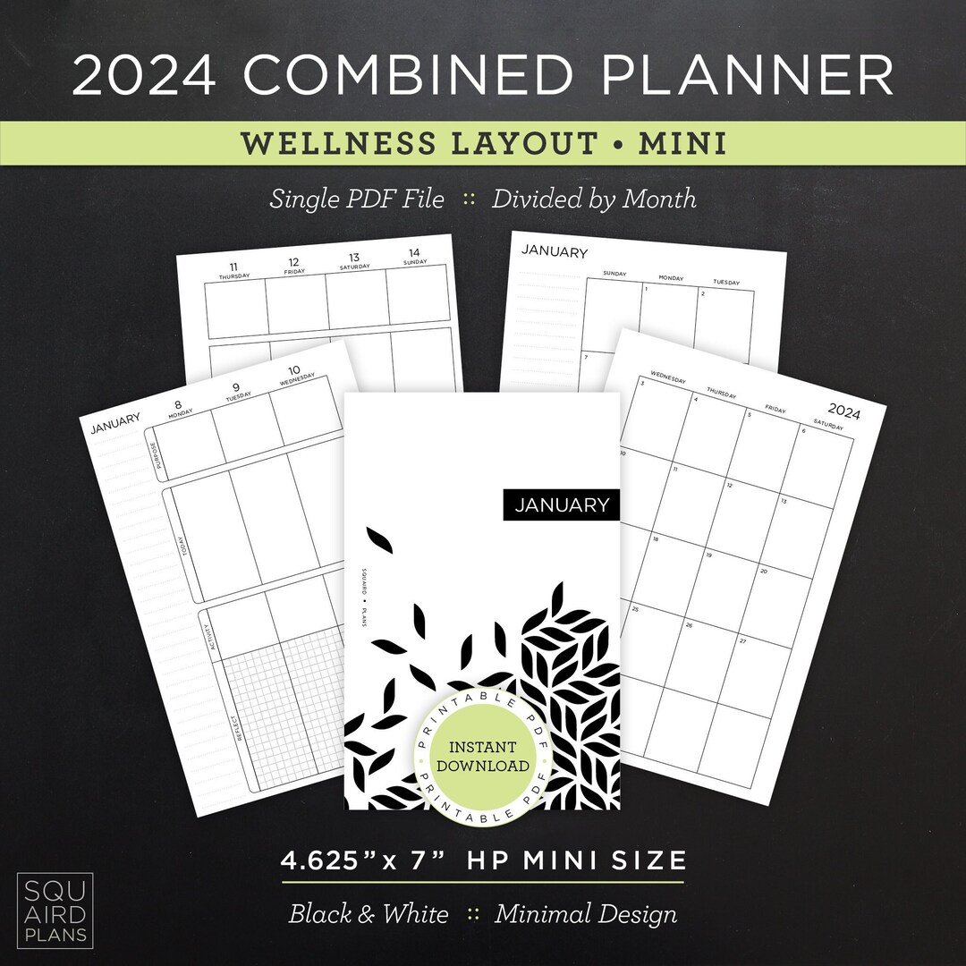 2024 Combined Planner Printable Wellness Layout 4.625 X 7 HP Mini Size ...