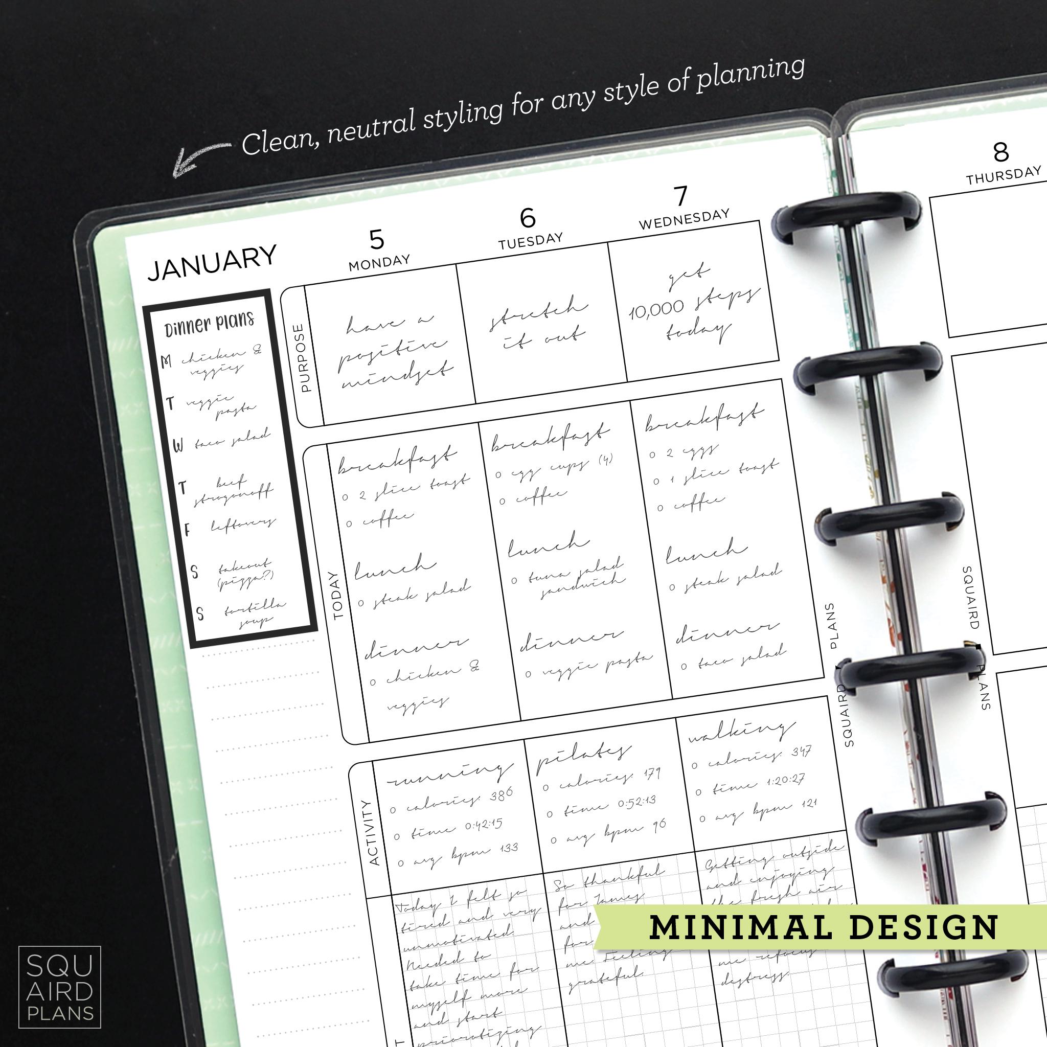 2026 Weekly Planner Printable • Wellness Layout • 4.625" X 7" HP Mini ...