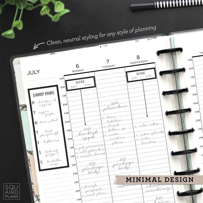 20202021 weekly planner printable hourly vertical layout