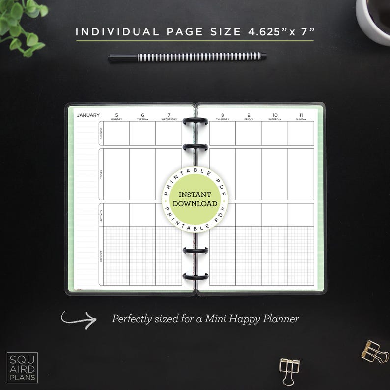 2026 Combined Planner Printable • Wellness Layout • 4.625" X 7" HP Mini ...