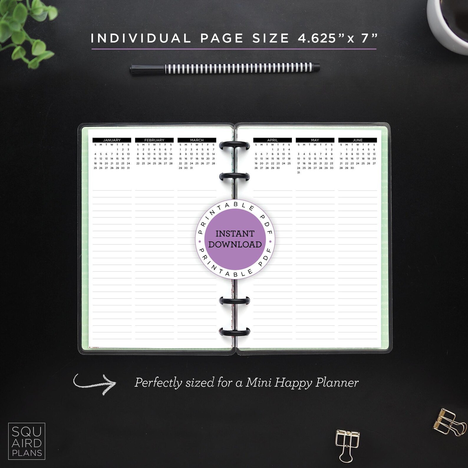 2026 Yearly Planner Printable • Future Log Layout • 4.625" X 7" HP Mini ...