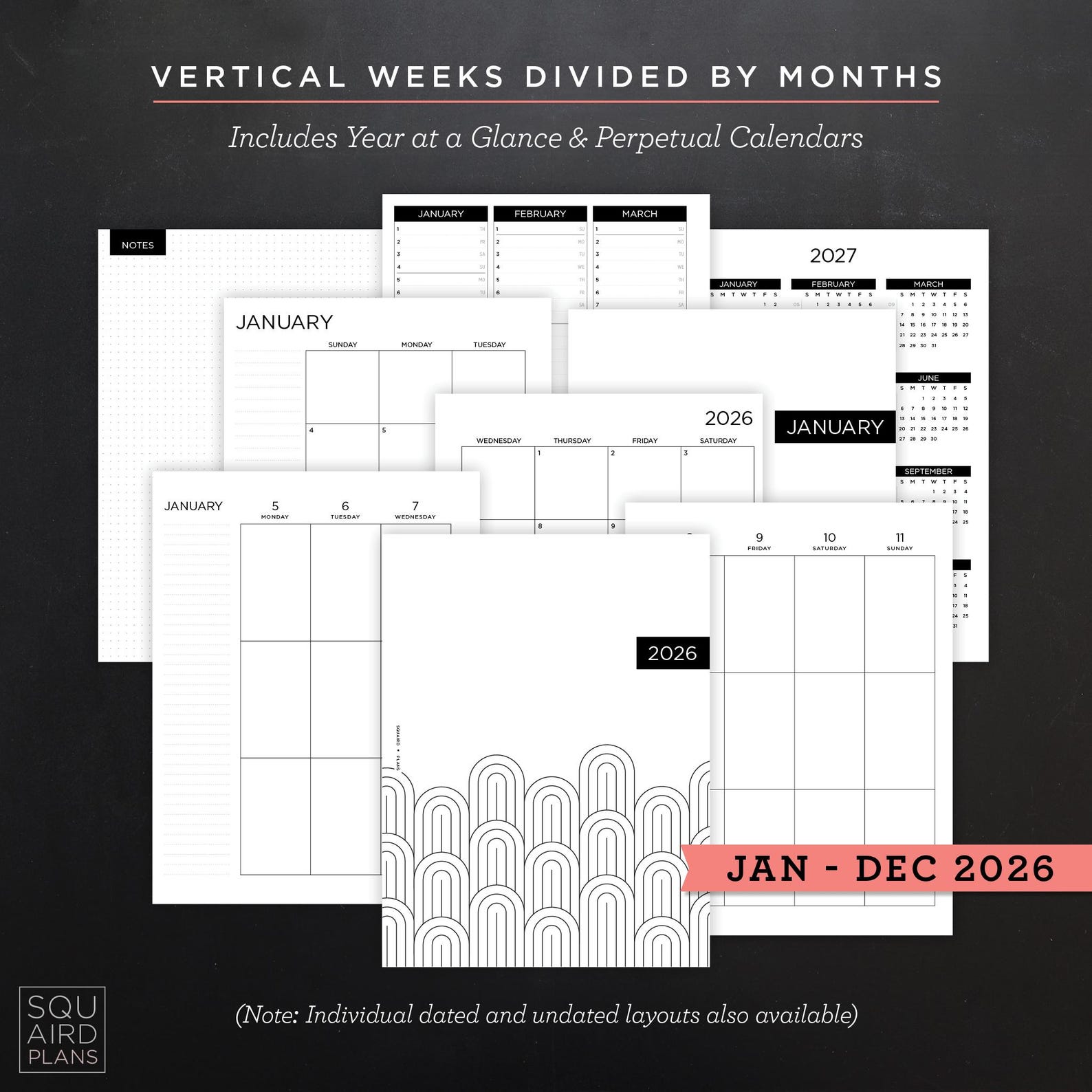 2026 Combined Planner Printable • Vertical Layout • 7" X 9.25" HP ...
