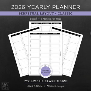 2026 Yearly Planner Printable • Perpetual Layout • 7" X 9.25" HP ...