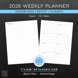 2026 Weekly Planner Printable • Dashboard Layout • 7" X 9.25" HP ...