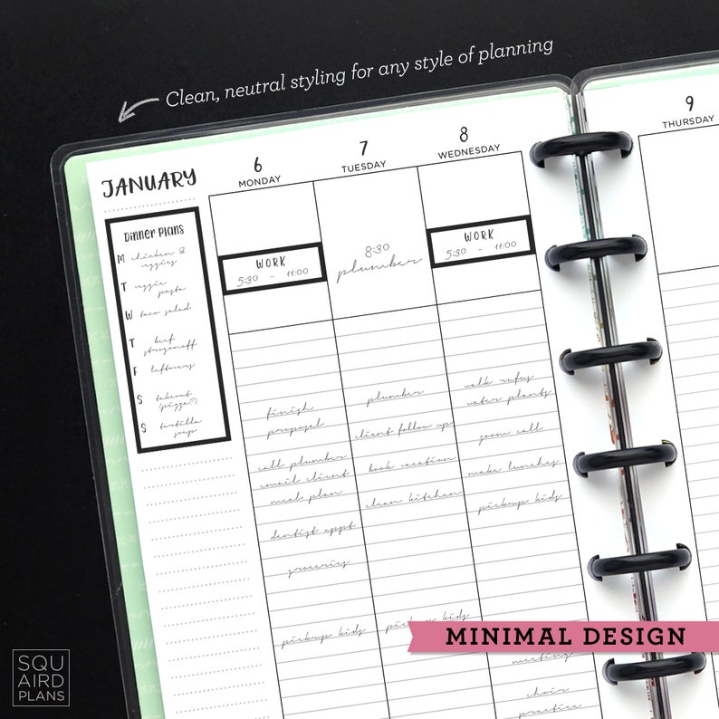 Undated Weekly Planner Printable Lined Top Box Layout Etsy