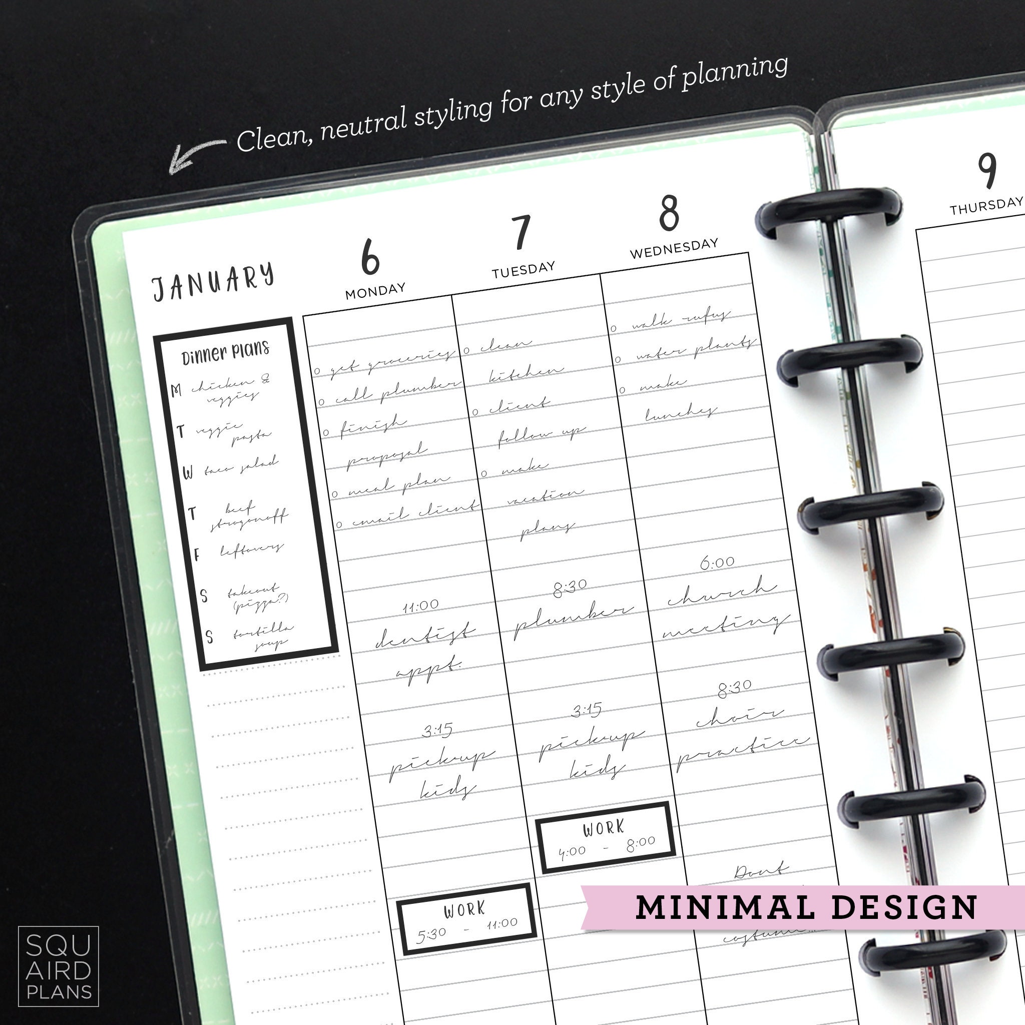 Undated Weekly Planner Printable • Lined Vertical Layout • 4.625" X 7 ...