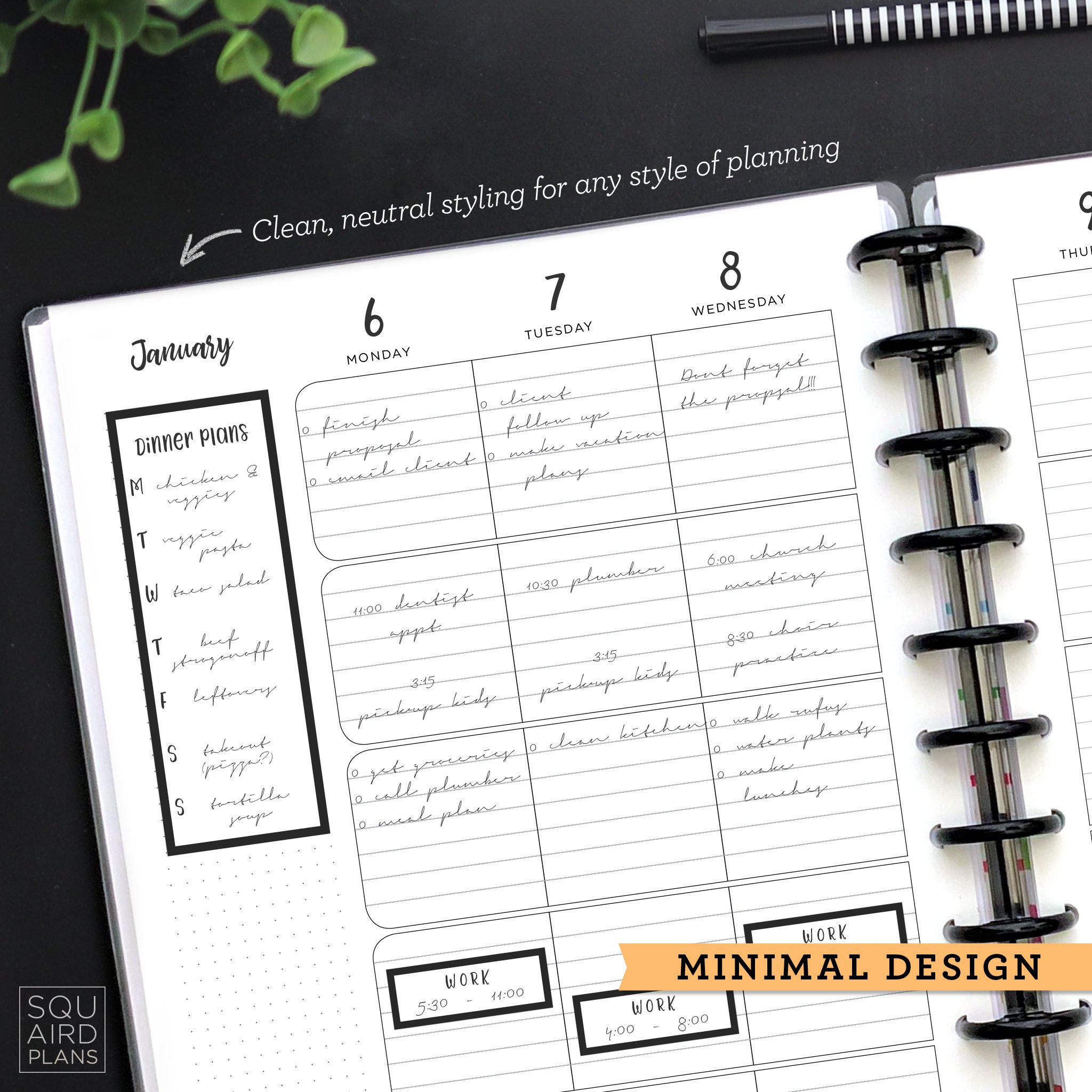 undated weekly planner printable subject layout etsy