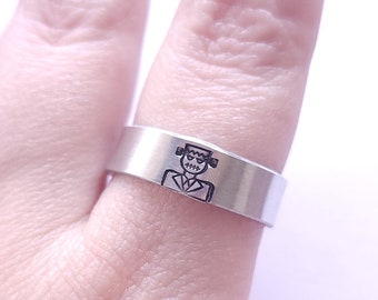 Frankenstein Monster Ring, Spooky Season, Halloween Jewelry, Non Tarnishing