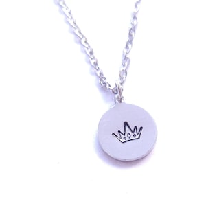 Crown Charm Necklace, 18&quot; Stainless Steel Chain, Queen Memorial Jewelry