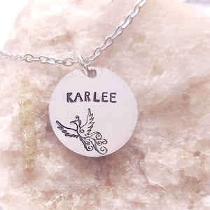 Personalized Phoenix Necklace, 18 Inch Stainless Steel Chain
