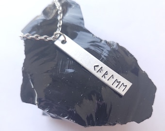 Your Name/Word In Elder Futhark Bar Necklace,  Viking Runes, Pagan Jewelry, Non Tarnishing, 18" Stainless Steel Chain